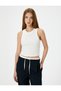 Crop Basic Halter Neck Tank Top Ribbed Cotton Slim Fit - 3