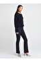 60934 Crew Neck Ruffle Detailed Buttoned Knitwear Cardigan-Black - 3