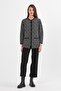 Women's Black Embossed Lozenge Buttoned Cardigan