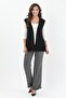 Women's Black Embroidered Ribbed Knitwear Vest - 3
