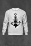 Gray Sweatshirt Sailing Iron Anchor Anchor Printed Unisex Sweat