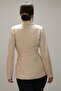 Women's Ecru Crepe Fabric Belted Jacket - 5