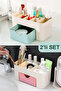 2-Piece Makeup Jewelry Organizer with Green Pink Mini Drawers - 7 Compartments