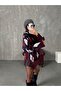 Women's Slit Diamond Patterned Oversize Sweater - 3