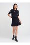 80121 Thick Pleated Knitwear Skirt with Elastic Waist-Black