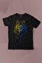 Bozkurt wolf head wolf yellow navy blue printed children's t-shirt short sleeve