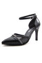 Kaylee Black Patent Leather Mesh Stone Stiletto - 2