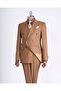 Italian Style Slim Fit Striped Double-Breasted Jacket Trousers Suit Brown T13065
