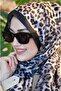 Black Rimmed Leopard Print Shawl Black Coffee Tone Leopard Shawl - 3