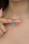 Silver Color Steel Necklace with Blue Evil Eye Beads 45 cm - 2
