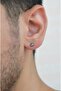 3 Mm Men's Hologram Stone Steel Solitaire Earring