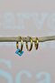 Blue Beaded Steel Hoop Earring Set 3-Piece Gold Color - 5