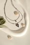 Two Row Steel Necklace with Double Solitaire and Heart Detail Silver Color - 4