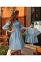 Blue Crisp Poplin Mother-Daughter Matching Outfit with Gathered Waist (SOLD INDIVIDUALLY)