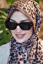 Brown Framed Leopard Print Shawl Milk Coffee Tone Shawl - 3