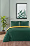 100% Cotton Akfil Double-Sided Duvet Cover Set Double Size 200X220 cm Mustard Dark Green - 2