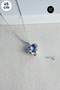 Silver Zircon Stone Detail Large Blue Purple Heart Steel Necklace 45 cm
