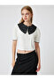 Scalloped Baby Collar T-Shirt Short Sleeve Cotton - 3