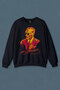 Navy Blue Sweatshirt with Charisma Glasses Ataturk Yellow Red Printed Unisex Sweat