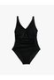 Draped Swimsuit V-Neck Thick Strap Covered