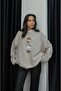 Beige Coat Teddy Printed Sweatshirt - 2
