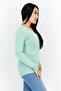 Women V-Neck Brand Logo Sweaters, Light Green - 4