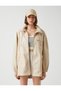 Faux Leather Hooded Raincoat - 3