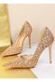 Lady Nude Rose Skin Crystal Rhinestone Glass Broken 8 cm Thin Heels Wedding Engagement Night Evening Dress Shoes - 3