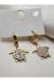 Turtle Earrings Zircon Stone Steel Earrings - 2