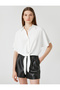 Crop Shirt Tie Front Raglan Sleeves - 3
