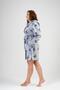 Women's Plus Size Long Hooded Gray Fleece Dressing Gown C3T9N1O302 - 4