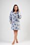 Women's Plus Size Long Hooded Gray Fleece Dressing Gown C3T9N1O302 - 2