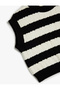 Striped Slim Fit Crew Neck Crop Sweater - 3
