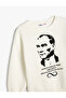 Ataturk Printed Long Sleeve Sweatshirt - Crew Neck Raised - 3