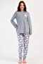 Women's Plus Size 2 Thread Long Sleeve Gray Pajamas Suit C6T3N0O304