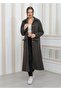 Collared Plush Curly Long Coat Anthracite