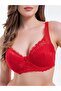 Espera Model Spongeless Bow Detailed Daily Lace Women's Bra Red Color
