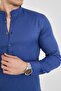 Slim Fit Indigo Half Placket Judge Collar Flexible Cotton Men's Shirt - 3