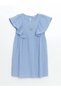 Lcw Kids Blue Crew Neck Floral Girls' Dress