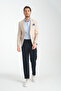 Galdino Men's Beige Self Patterned Slim Fit Mono Collar Sports Blazer Jacket - 5