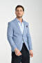 Odessa Men's Navy Blue Self-Patterned Seasonal Mono Collar Slim Fit Blazer Jacket - 4