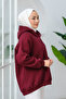 Women's Hooded Sweatshirt Burgundy - 3