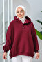 Women's Hooded Sweatshirt Burgundy - 2