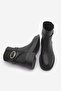 Women's Gold Buckle Elastic Casual Boots Rodop Black - 7