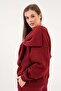 Women's Burgundy Brushed Inside Bow Detail Design Sweatshirt and Sweatpants Bottom/Top Set 28362 - 6