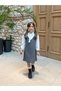 Anthracite Stamp Girl's Winter V-Neck Gilet Dress - 2