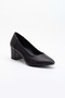 Women's Genuine Leather Classic Heeled Shoes - Black - 4