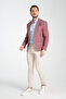 Allegri Men's Burgundy Patterned Slim Fit Mono Collar Sports Blazer Jacket - 7
