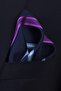 Handmade 7.5 cm Navy Blue Purple Striped Pattern Handkerchief Tie - 4