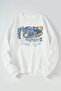 Starry Night Printed Women/Men White Crew Neck Cotton Sweatshirt